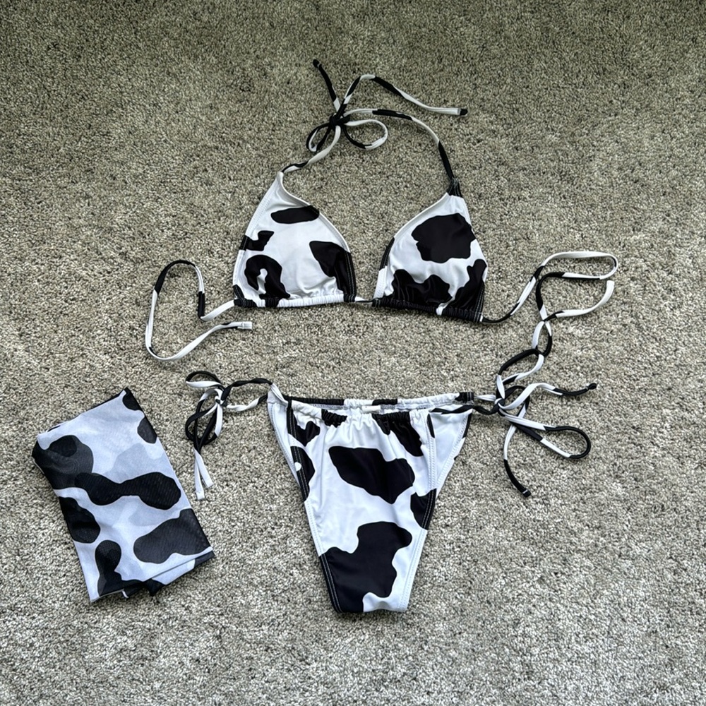 Western Cow Cowgirl Two Piece Bikini Coverup Halloween Costume Bathing Suit